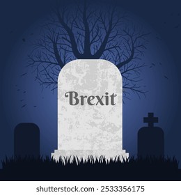 Brexit is dead. Grave concept symbolizing the UK willing to rejoin the European Union.