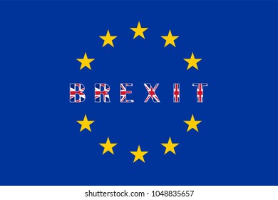 brexit EU blue european union flag with BREXIT text, united kingdom exit concept