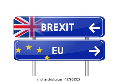 Brexit or Eu - road signs vector 