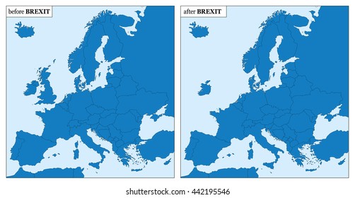 BREXIT - Europe before and after BREXIT - with and without Great Britain.