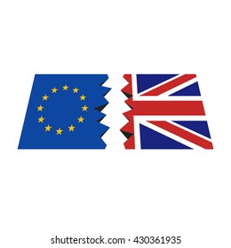 BREXIT, EU-UK referendum, breaking flags, vector illustration