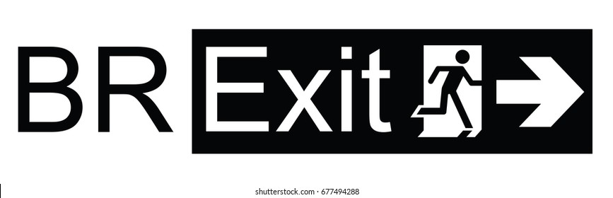 Brexit exit sign representing the United Kingdom exit from the European Union resulting from the June 2016 referendum isolated on white background