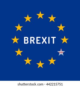Brexit flag of the EU. British exit background.