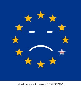 Brexit flag of the EU. Brexit referendum in the UK. Silky Flag of Blue European Union. 