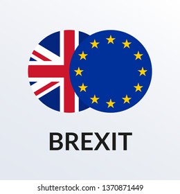 Brexit icon with UK flag and EU flag. British and Europe crisis symbol. Vector illustration.