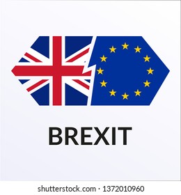 Brexit icon with UK flag and EU flag. British and Europe crisis symbol. Vector illustration.