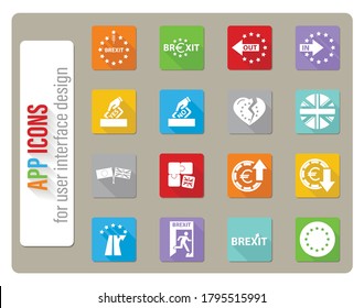 iconos brexit ajustados en diseño plano con sombra larga