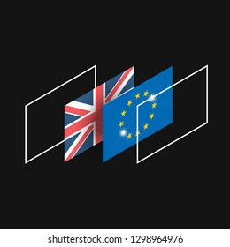 Brexit illustration with UK and EU flags