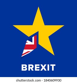 Brexit Logo Concept. No Deal Brexit Banner With EU European Union And Union Jack UK Flag. United Kingdom Has Left The EU And Must Agree A Trade  Deal Before 31 December 2020. 