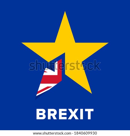 Brexit Logo Concept. No deal brexit banner with EU european union and union jack UK flag. United Kingdom has left the EU and must agree a trade  deal before 31 December 2020. 