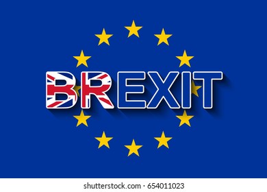 BREXIT on the EU flag - UK's withdrawal from the EU. Vector EPS10