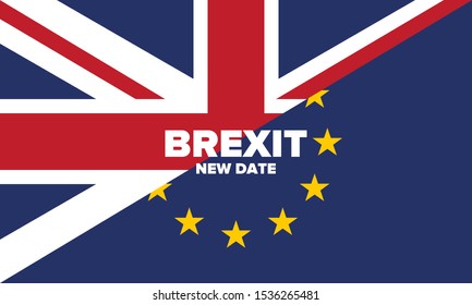 Afiche del Brexit. El Reino Unido abandona la UE. Crisis en las relaciones entre el Reino Unido y la Unión Europea. Vota por un nuevo acuerdo. Brexit sin acuerdo. Banderas de Gran Bretaña y Europa. Ilustración del vector 