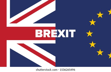 Brexit poster. UK leaving EU. Crisis in relations between the United Kingdom and the European Union. Vote for new deal. Brexit without deal. Great Britain and Europe flags. Vector illustration 