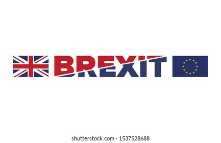 Brexit poster. UK leaving EU. Crisis in relations between the United Kingdom and the European Union. Vote for new deal. Brexit without deal. Great Britain and Europe flags. Vector illustration 