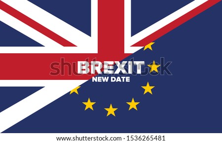 Brexit poster. UK leaving EU. Crisis in relations between the United Kingdom and the European Union. Vote for new deal. Brexit without deal. Great Britain and Europe flags. Vector illustration 