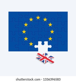 Brexit puzzle illustration metaphor of political problems. Flat design, easy to use for your website or presentation.
