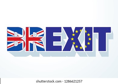 Brexit referendum concept about UK (United Kingdom or British) withdrawal from the EU (European Union) often shortened to Brexit. Vector 