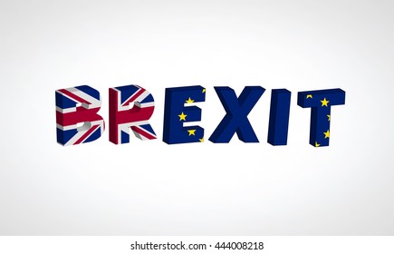 Brexit referendum concept about UK (United Kingdom or British) withdrawal from the EU (European Union) often shortened to Brexit. The flags of UK half with EU. For Brexit referendum campaign. 