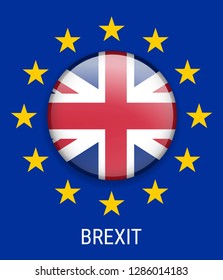 Brexit referendum concept with  Flags of Great Britain and European Union.