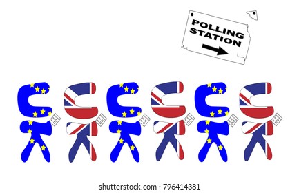 Brexit Referendum Part 2 - UK citizens queuing at the polling station again for a second EU referendum