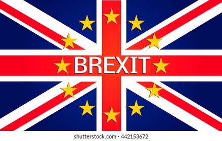 Brexit Text with flag. United Kingdom exit from europe relative image. Referendum theme art. 