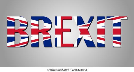 Brexit Text with flags Isolated. United Kingdom exit from europe relative image. Brexit named politic process