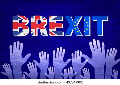 Brexit Text Isolated art vector hand. flag of the European Community of the United Kingdom