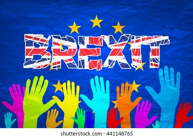 Brexit Text Isolated art vector colorfull hand art