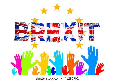 Brexit Text Isolated art vector hand. flag of the European Community of the United Kingdom vector art