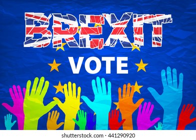 Brexit Text Isolated art vector colorfull hand art