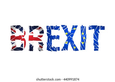 Brexit Text Isolated. Brexit cracks Text Isolated. United Kingdom exit from europe relative image. Brexit named politic process. Referendum theme art