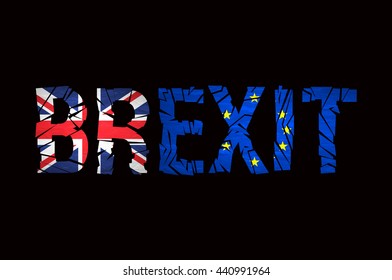 Brexit Text Isolated. Brexit cracks Text Isolated. United Kingdom exit from europe relative image. Brexit named politic process. Referendum theme art