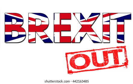  Brexit text with out stamp on white background, vector illustration