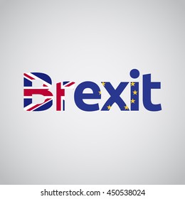 Brexit text with UK and EU flags, vector