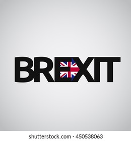 Brexit text with UK flag and an arrow, vector