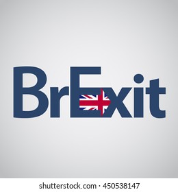 Brexit text with UK flag and an arrow, vector