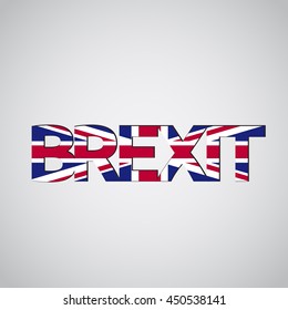 Brexit text with UK flag, vector
