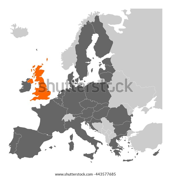 ブレキシットのテーママップ Eu加盟国とイギリスが異なる色で強調表示されたヨーロッパの地図 ベクターイラスト Euの簡易地図 のベクター画像素材 ロイヤリティフリー