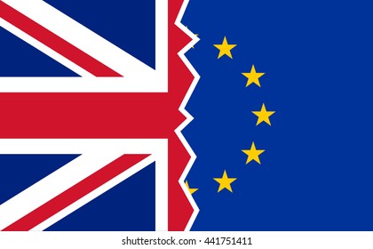 Brexit UK EU referendum flags. Vector illustration