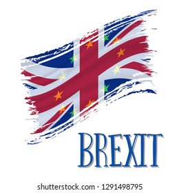 Brexit, waving flags of the United Kingdom and the European Union together. Vector illustration