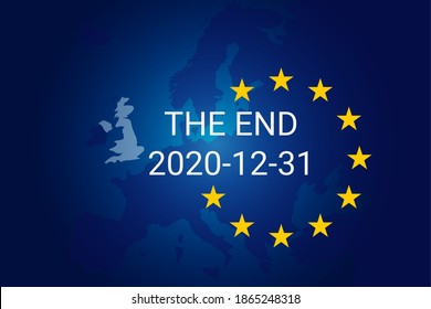 Der Brexit ist der Rückzug des Vereinigten Königreichs aus der EU. Übergangszeit Ende 2020 12 31. Vektorgrafik