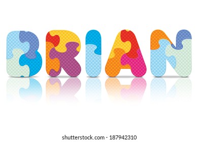 BRIAN escrito con rompecabezas del alfabeto - ilustración vectorial