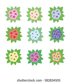 Briar roses flowers bouquets. isolated design elements for invitations, scrapbook and other holidays, events and decoration. Colorful abstract flowers vector collection
