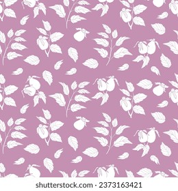 patrón brillante sin costuras rama de cadera con frutos y hojas sobre fondo rosado. Ilustración vectorial dibujada a mano para papel de pared, diseño, textil, embalaje, decoración