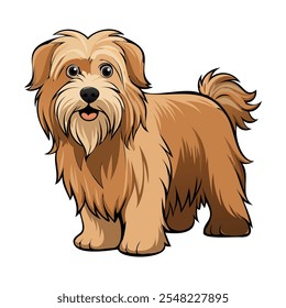 Ilustración vectorial de raza de perro Briard aislada sobre fondo blanco en estilo de dibujos animados.