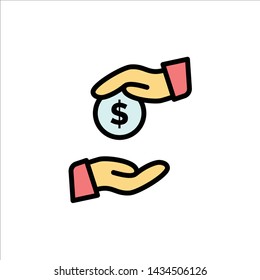 Bribe, Bribery, Bureaucracy, Corrupt  Flat Color Icon. Vector icon banner Template