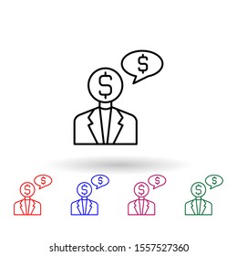 Bribe, businessman, money multi color icon. Simple thin line, outline vector of corruption icons for ui and ux, website or mobile application