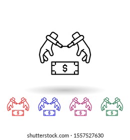 Bribe, clamp, hand multi color icon. Simple thin line, outline vector of corruption icons for ui and ux, website or mobile application