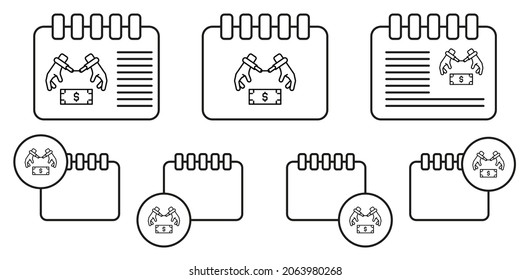 Bribe, clamp, hand vector icon in calender set illustration for ui and ux, website or mobile application
