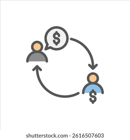 Bribe filled outline icon. corruption color line illustration.